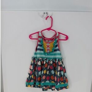 Matilda Jane Girls Fruit Stripe Ruffle Sleeveless Dress Size 4 Multicolor Apple